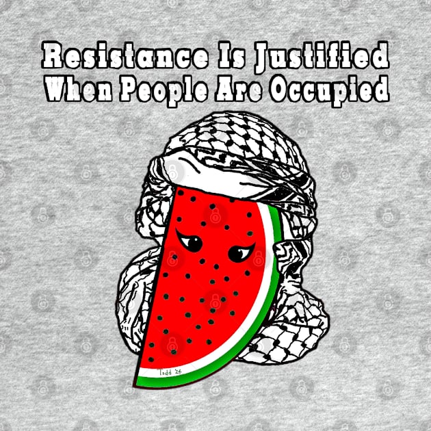 Resistance Is Justified When People Are Occupied - Watermelon Keffiyeh - Full Wrap - With Eyes - Back by SubversiveWare